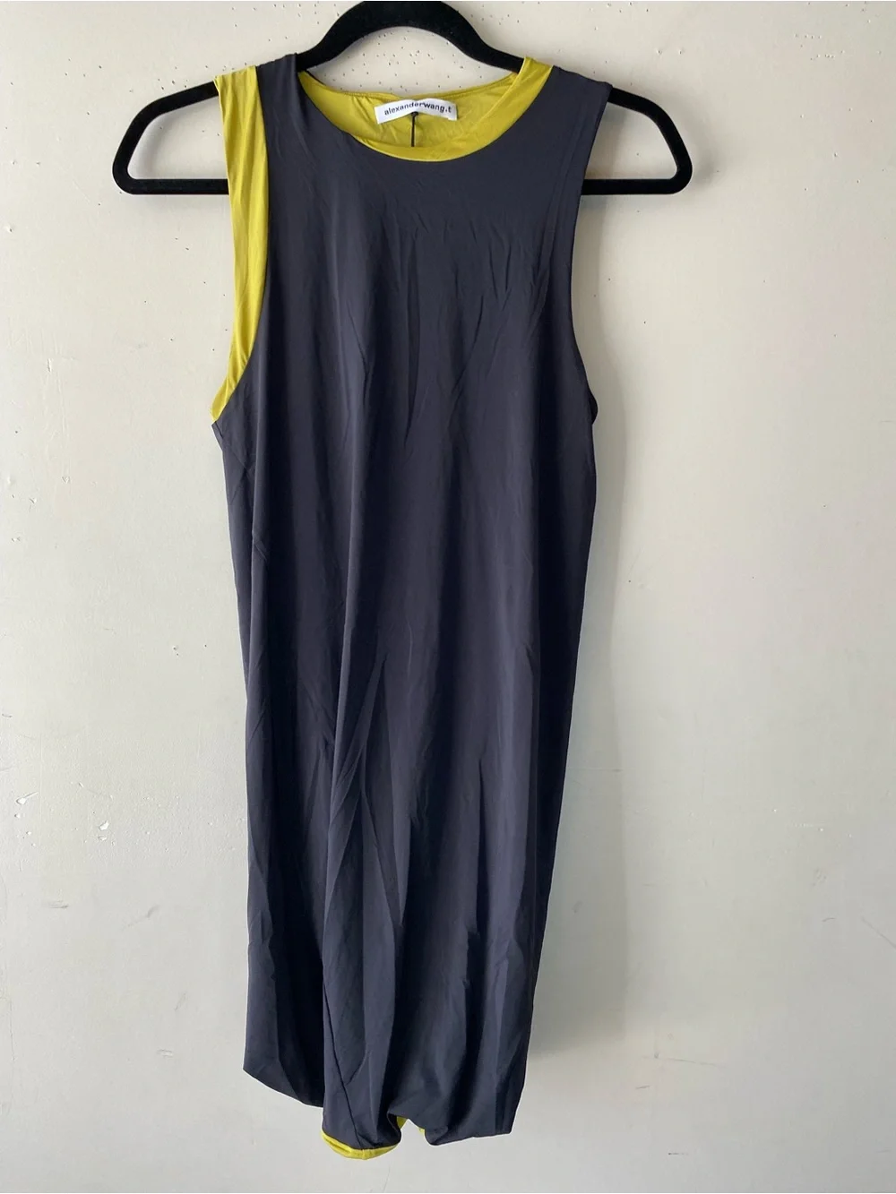 NWT Alexander Wang.T Reversible Sleeveless Swim Jersey Dress Charcoal Lime Small - Picture 7 of 13
